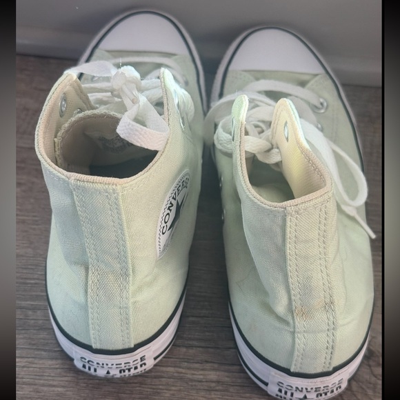 Women’s High-Top Sneakers - Light Green, Green Converse, Green Chucks - Picture 6 of 13